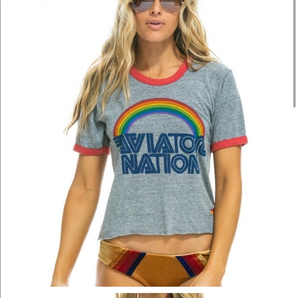 Aviator Nation Tops - AVIATOR NATION 70 BOYFRIEND RINGER TEE IN GREY!